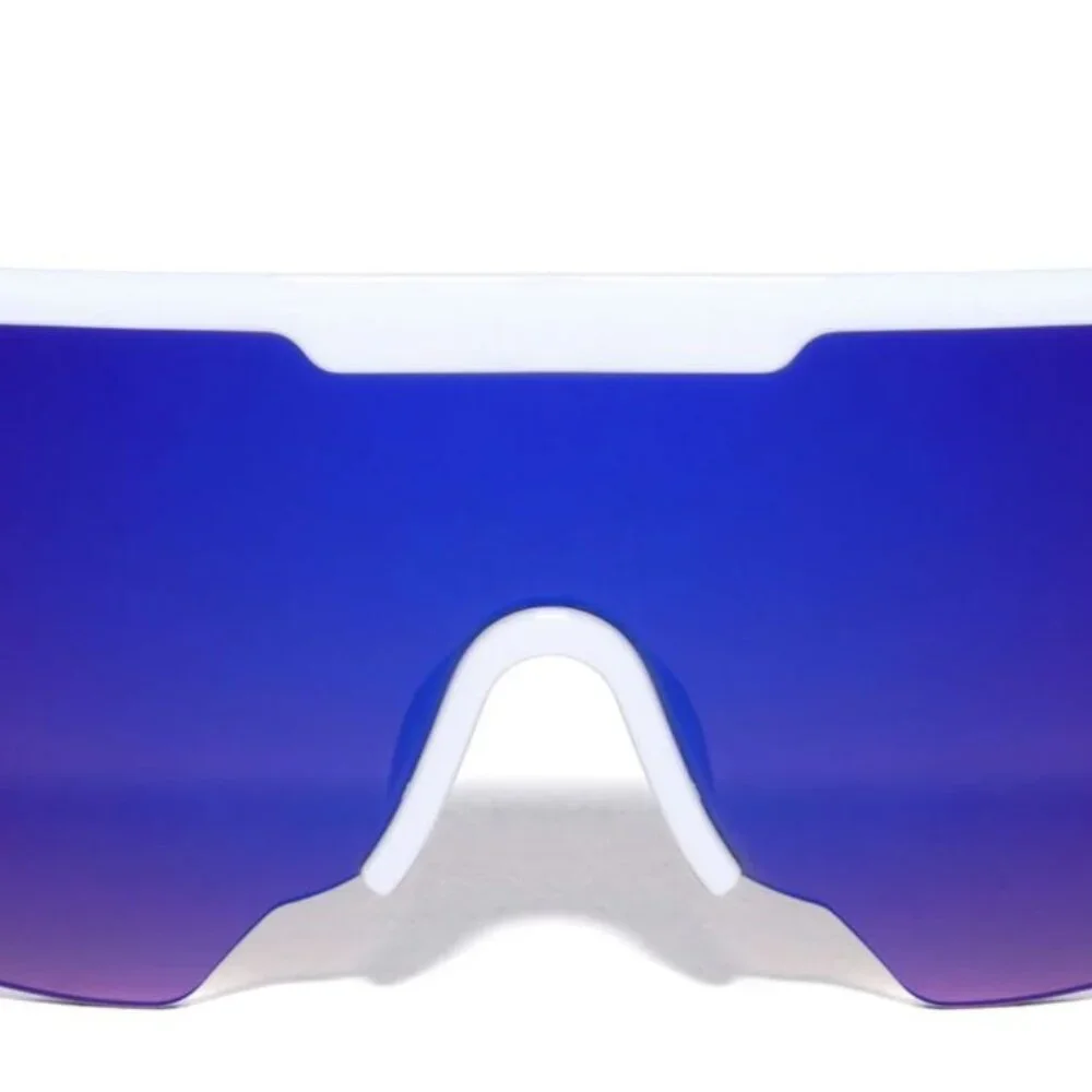 Men Sunglasses Blue Mirror Lens White Frame Driving Running Fishing Style Lentes